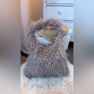 Urban Outfitters Gray Fluffy Hobo Bag
